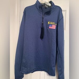 Greyson Navy Blue Herringbone quarter zip pullover jacket